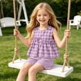 thumbnail image 4 of Yutgune Toddler Girl Cute Summer Outfits Plaid Sleeveless Tops and Shorts 2 Piece Set, 3-10 Years, 4 of 7
