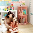 thumbnail image 2 of Costway Kids Rotating Bookshelf 2 Tier Freestanding 360° Revolving Display Storage Rack Pink, 2 of 10