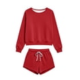 thumbnail image 4 of Ashirexll 2 Piece Sets for Women Solid Color Round Neck Long Sleeve Sweatshirt Top with Elastic Waist Jogger Pants Sporty Set, 4 of 4