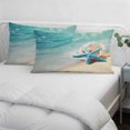 thumbnail image 3 of Summer Coastal Pillow Covers, Linen Long Throw Pillow Case, Ocean Beach Starfish Blue Beige Holiday Pillow Protector Decorative Cushion Cover for Living Room/Bedroom 16" x 24", 3 of 8