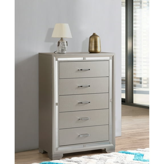 Glory Furniture Alana Chest in Silver Champagne