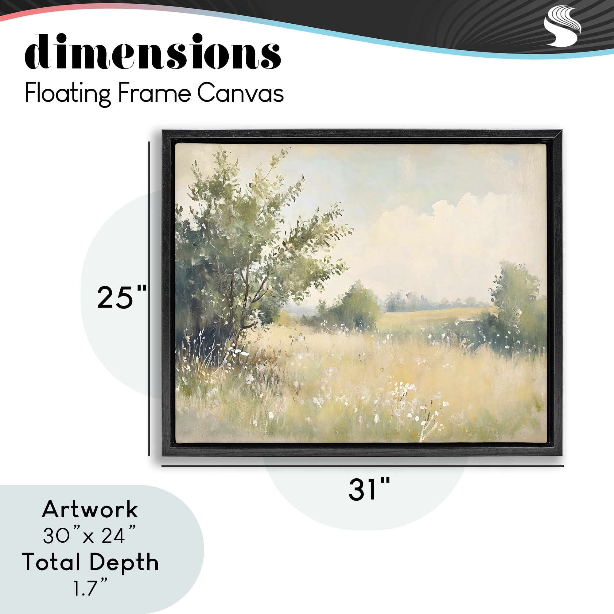 Stupell Industries Summer Meadow in Soft Light Black Framed Floater Canvas Wall Art, design by Creative Studio