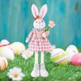 thumbnail image 4 of Tall Standing Easter Bunny Plush Stuffed Animal with Extendable Body Soft Fabric Gnome Doll for Spring Home Decor,Shelf Display,Holiday Gift and Seasonal Celebration Accent in Pink and Green, 4 of 7
