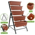 thumbnail image 5 of Suyncll Vertical Raised Garden Bed Planter Box,5 Tiers Vertical Garden Planter with Drainage System&4 Hooks for Herb Vegetables Flowers, Brick Red, 5 of 9
