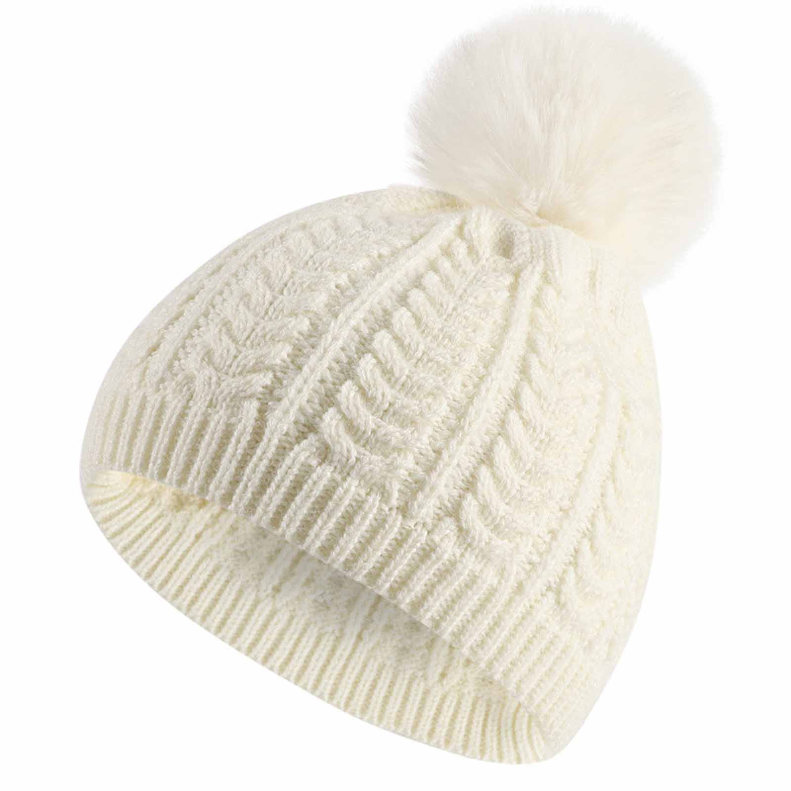 Lolmot Newborn Toddler Kids Winter Warm Fleece Beanie Hats Thick Warm Pompom Crochet Hairball Knit Cap - image 2 of 2