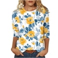 thumbnail image 1 of Tops de Verano 3/4 Mangas para Mujeres 2025 Moda Impresa Camiseta Blusa Cuello Redondo Casual Primavera Y Verano Top, 1 of 5