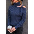 thumbnail image 3 of ABPHQTO Suéter de cuello alto con hombros descubiertos y correas azules para mujer, 3 of 5