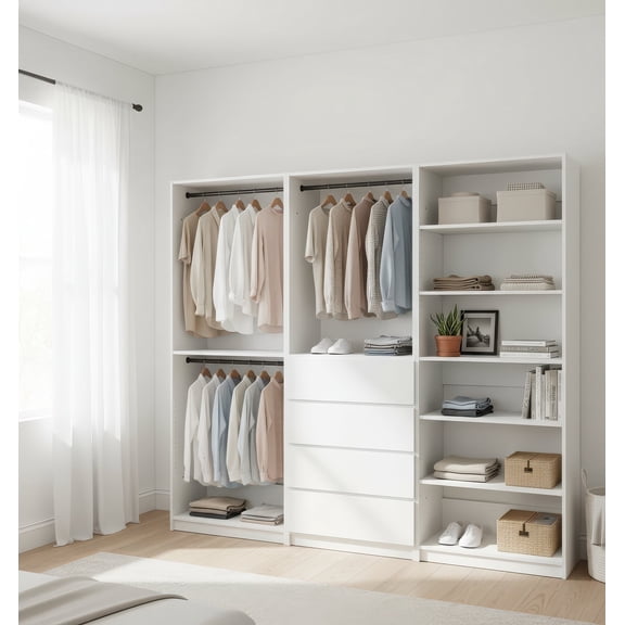 Prosper White Freestanding Walk in Wood Closet System