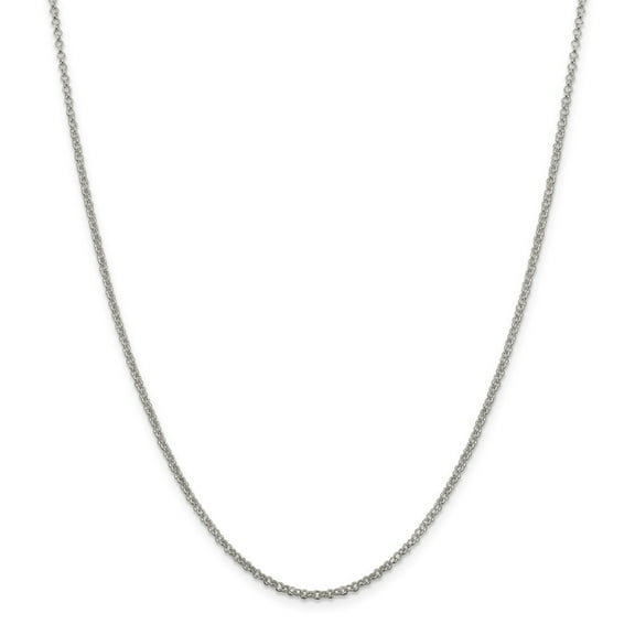 White Sterling Silver necklace Rolo chain 18 in 2 mm