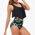 thumbnail image 3 of IDALL Bikini Sets Bathing Suit Women's High Waist Ruffle Bikini Set 2 Piece Two Piece Swimsuit High Waisted Bikini Sets Tummy Control Swimsuits Black 1 L, 3 of 8