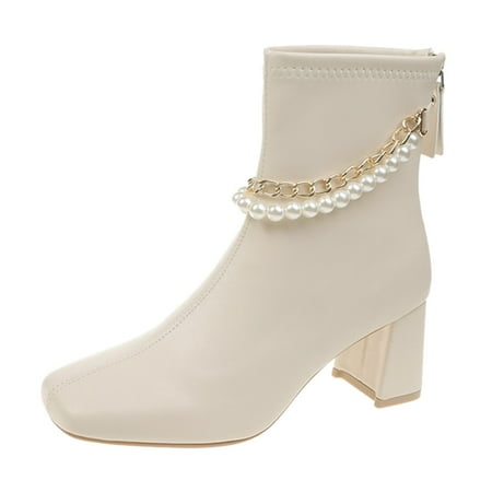 

ZAROYEAX Retro Short Fashion Women s Shoes High Breathable Zipper Heels Boots Women s Boots
