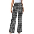 thumbnail image 2 of Women's Comfortable Woven Plaid High Waisted Straight Leg Trousers for Winter, Warm Casual Pants, Elastic Waist Office Pants for Women, Fall Winter Fashion,Black,M, 2 of 7