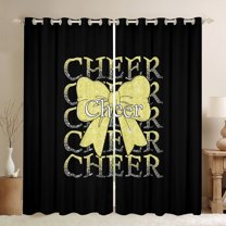 Manfei Cartoon Yellow Bowknot Curtains Pack of 2 (42x84 Each) for Female Girls Child,Gradient Bling Glitter Curtains Blackout,Cheer Team Bedroom Curtains,Super Cozy Room Decor