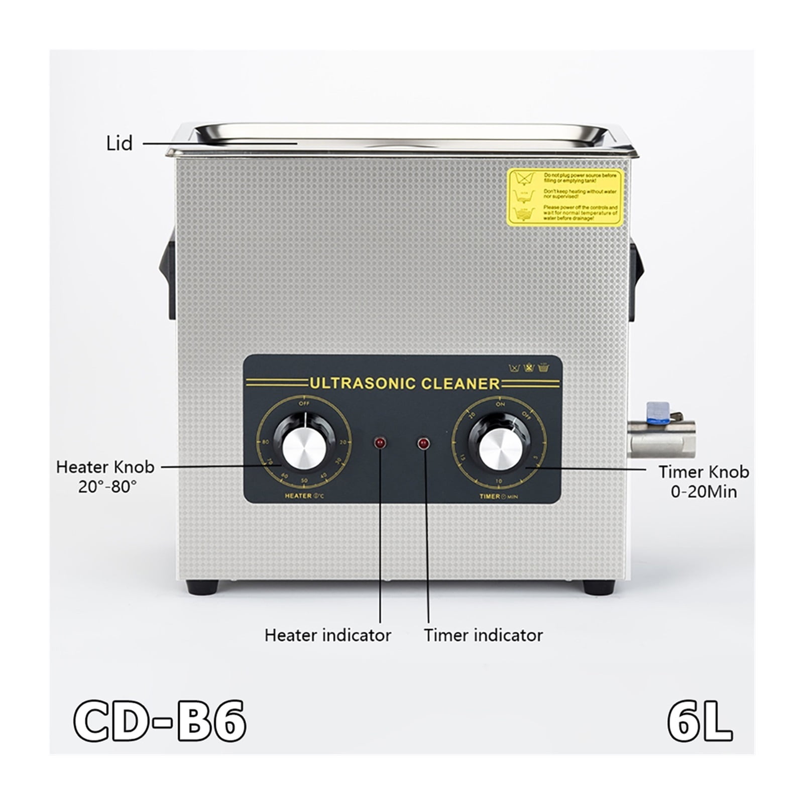 Ultrasonic Cleaner Bath 6L Mechanical Knob Control Jewelry Cleaner Ultrasonic Machine ,Strong Cleaning