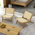 thumbnail image 3 of Costway Teak Wooden Chair with Braided Rope Seat & Backrest Mid Century Modern Accent Chair, 3 of 7