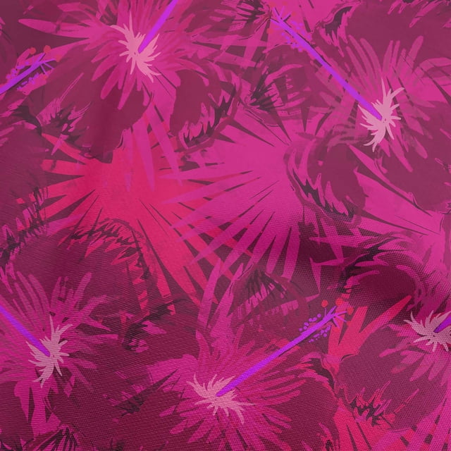 oneOone Polyester Spandex Pink Fabric Tropical Abstract Leaf Sewing Craft Projects Fabric Prints By Yard 56 Inch Wide