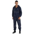 thumbnail image 1 of Linjinx Men's Motorcycle Rain Suit One Piece Hooded Waterproof Jumpsuit Reflective Strip Rainsuit Navy Blue 170/L, 1 of 7