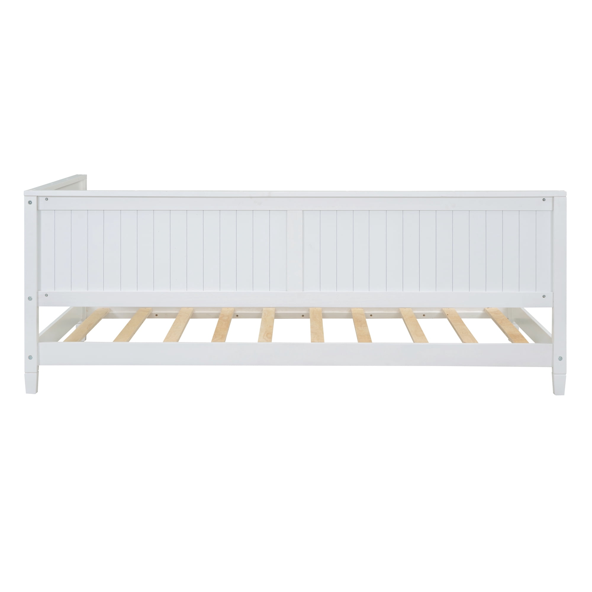 Leumius Modern Plywood Solid Wood MDF Breathable Twin Size Wood Daybed with Headboard White