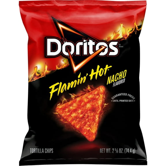Doritos Tortilla Chips Flamin' Hot Nacho Flavored, 2.625 oz Bag