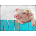 thumbnail image 2 of FREEAM Hipster Pig Piggy with Daisy Flower Area Rug Mat for Living Dining Dorm Room Bedroom Home Decorative 80"x58", 2 of 6