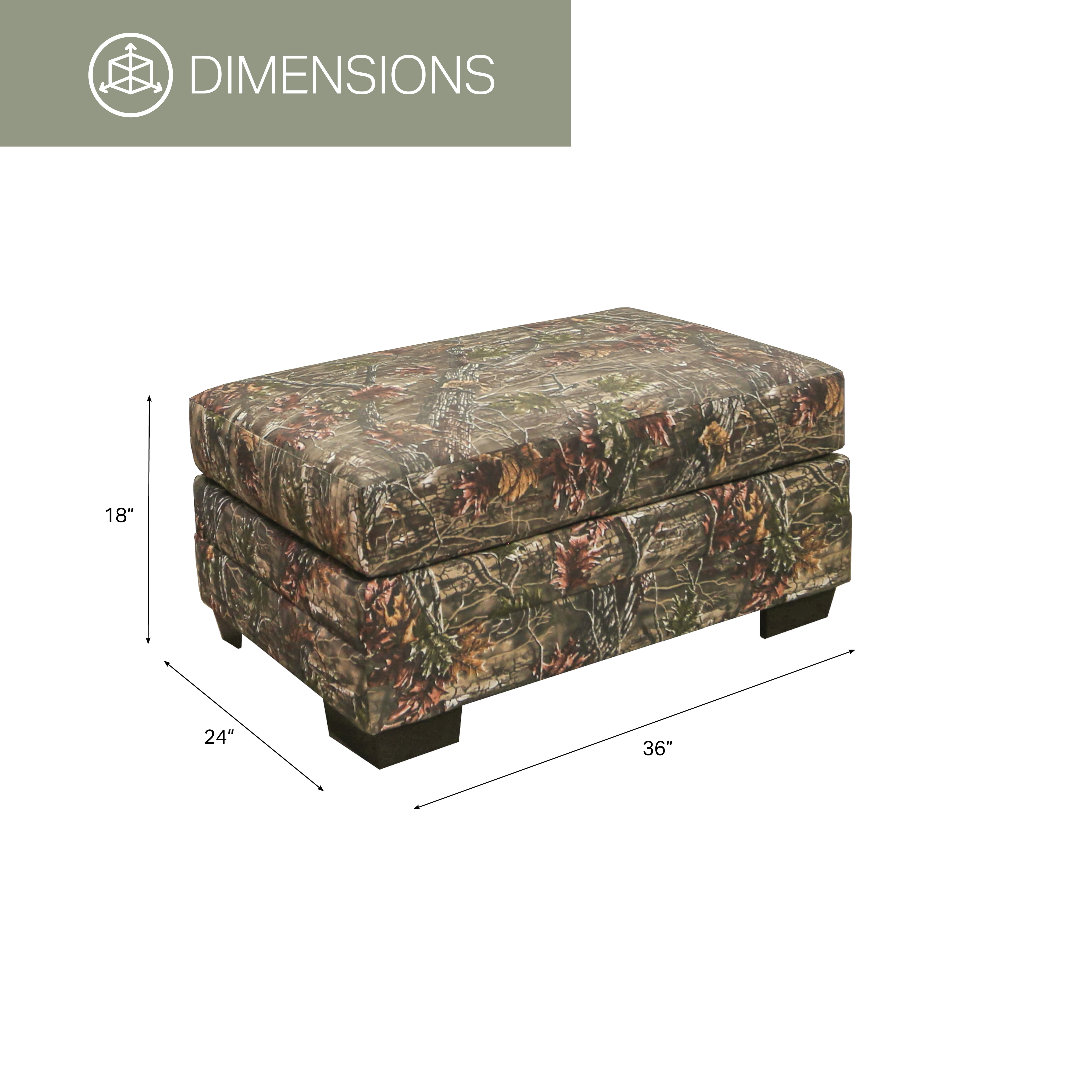 Furniture Classics Model 8-080-A86V1 Rectangular Upholstered Ottoman in Superflauge Camo Fabric