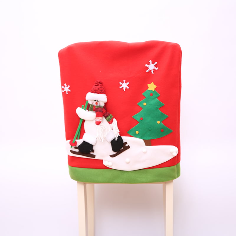 Christmas Chair Cover Santa Claus Hat Snowman Dining Party Xmas Table Back Decor 