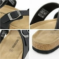 thumbnail image 6 of VENECORE Arena Women's Cork Footbed Sandals Summer Comfortable Cushioned Slide Flat Slip-on, Black, US 9M, 6 of 7