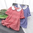 thumbnail image 1 of NJDVHB Économies d'Été Vacances! Robe de Plage pour Fille, Robe de Fête pour Filles, Mode Décontractée pour Enfants Robe à Col Manches Courtes, Rouge, 130, 1 of 5