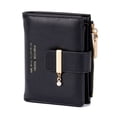 thumbnail image 2 of Deago Women's Slim PU Leather Bifold Wallet Credit Card Holder with ID Window & Zipper Coin Pocket Purse (Black), 2 of 8