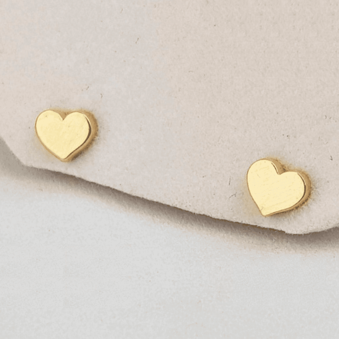 SOLID 14K Gold Heart Earrings, Thicker Push Back Stud Earrings
