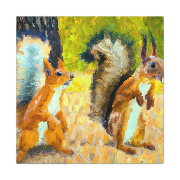 Squirrels in Colorful Harmony - Canvas