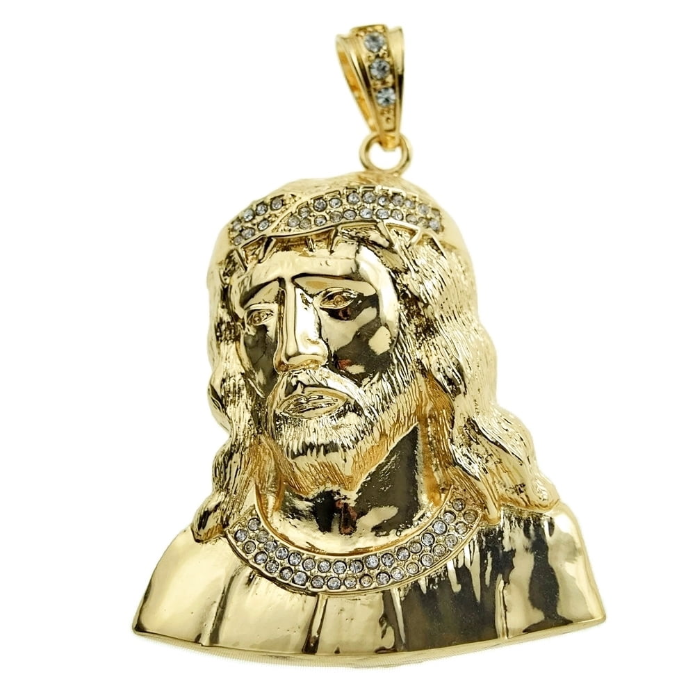 Men's 14K Gold Finish Bust Down MONEY Crown Pendant Charm Pc w/ FREE ROPE CHAIN 