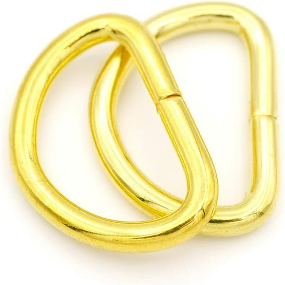 100 Pack 1/2 Inch Metal D-Rings Non Welded Dee Ring for Bag Belt Lanyard DIY Craft Accessories (Gold)