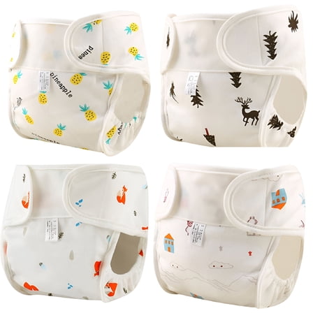 TELOLY 4PCS Washable Summer Baby Cloth Diaper Cover Cotton Thin Breathable Newborn Baby Diapers Reusable Cloth Nappies