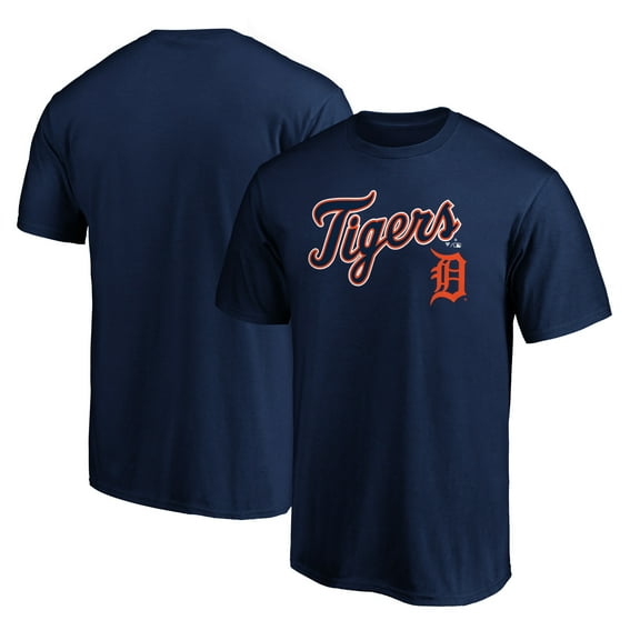 Men's Navy Detroit Tigers Team Lock Up Wordmark T-Shirt