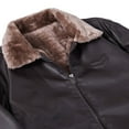 thumbnail image 6 of Men's Casual Leather Jacket Winter Warm Shearling Lined Coat Fashionable Business Casual Outerwear Windproof Cold Weather Coat, 6 of 8