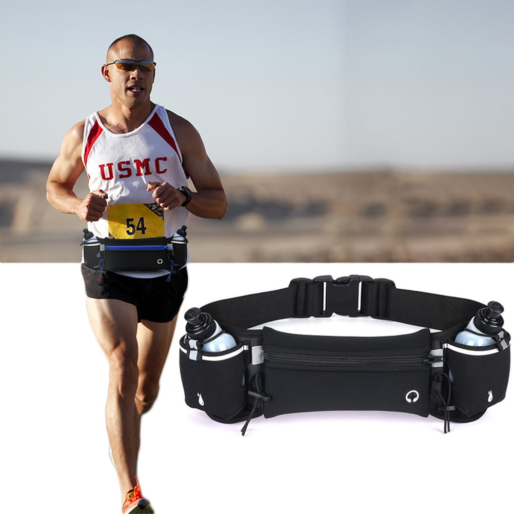 Running Marathon Hydration Belt Free 2 Water Bottle Waist Belt for Women Men NEW 