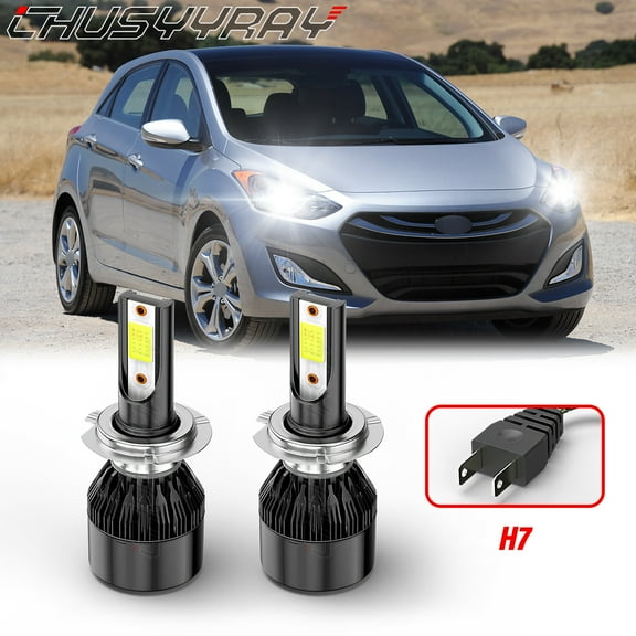 For Hyundai Elantra GT 2013 2014 2015 2016 2017 - 2x H7 LED Headlight High Beam Bulbs Kit 6000K White