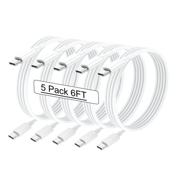 GREPHONE iPhone 15 Charger, Perfect Length 6ft 5-Pack USB C to USB C Fast Charging Cable,60W Charger Cord for iPad/Samsung/iPhone 15