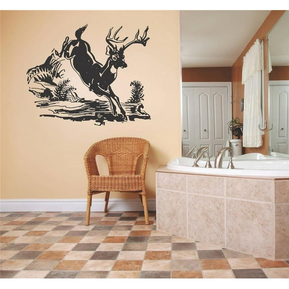 Care Taker Lovely Animal Wall Decal Decoration Cute Deer Running in the Forest Lasts Years and Easily Removable - Size: 10 In(W) x 10 In(H)