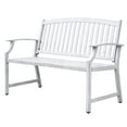 thumbnail image 2 of Grand Patio Garden Bench, 2 Person Outdoor Loveseat with Back, Painted with Woodgrain, Anti-Rust Aluminum Metal Frame, Bench for Front Porch Backyard Park Outside Furniture Decor, Gray-White, 2 of 7