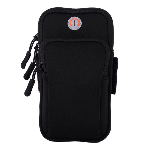 Banda para el brazo para teléfono móvil, bolsa deportiva antisudor, ajustable, multifunción, adecuada para correr, caminar, negra