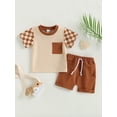 thumbnail image 2 of Genuiskids Toddler Baby Boy Summer Clothes Checkerboard Plaid Short Sleeve T-Shirt Elastic Waist Shorts Set 2PCS Checkered Outfit 0-3T, 2 of 9