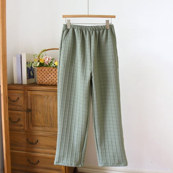 Mutghys Pajama Pants for Men Plaid Solid Color Elastic Waist Sleep Pants with Pockets Home Fall Loose Comfy Casual Pants