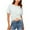 White, variant on Women's Summer Causal Short Sleeve Blouse Round Neck Crop Tops Twist Front Tee T-Shirt