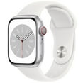 thumbnail image 1 of Restored Apple Watch Series 8 (GPS+Cellular, 41mm) - Silver Aluminum Case - White Sport Band (Refurbished), 1 of 5