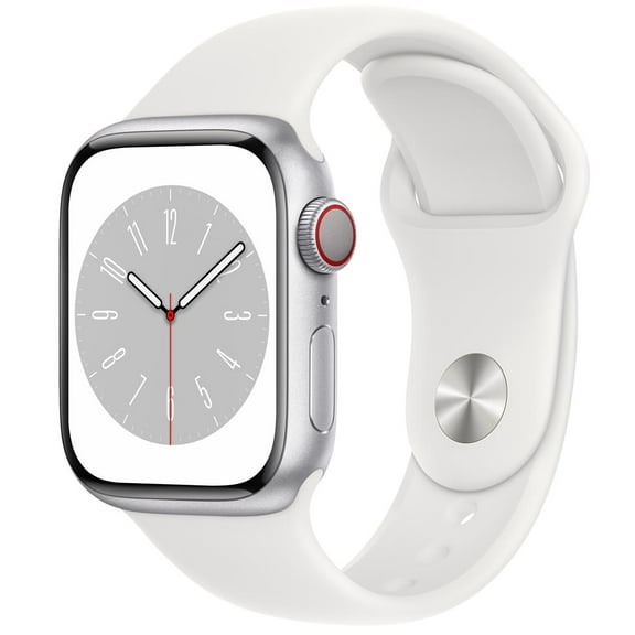 Restored Apple Watch Series 8 (GPS+Cellular, 41mm) - Silver Aluminum Case - White Sport Band (Refurbished)