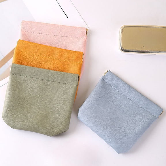 Spring Closure Storage Pouch, Soft Pu Small Organizer Bag, Travel Jewelry Earbud Coin Purse for Daily Carry, Topliu