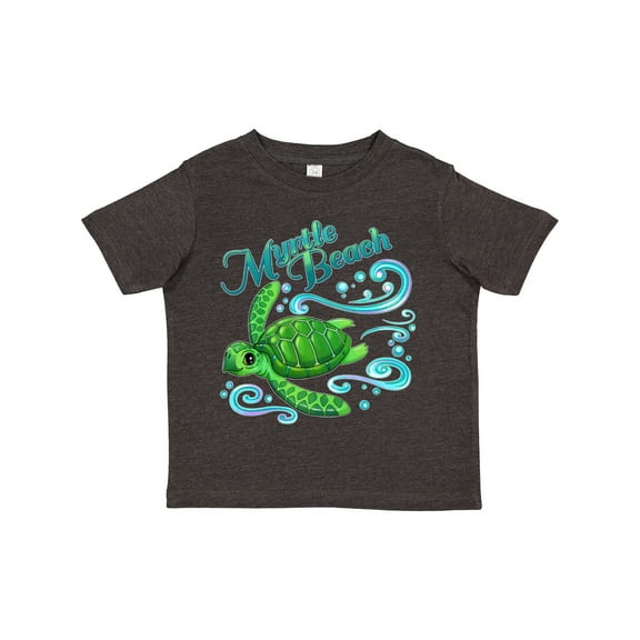 Inktastic Myrtle Beach Cute Sea Turtle with Waves and Bubbles Boys or Girls Toddler T-Shirt