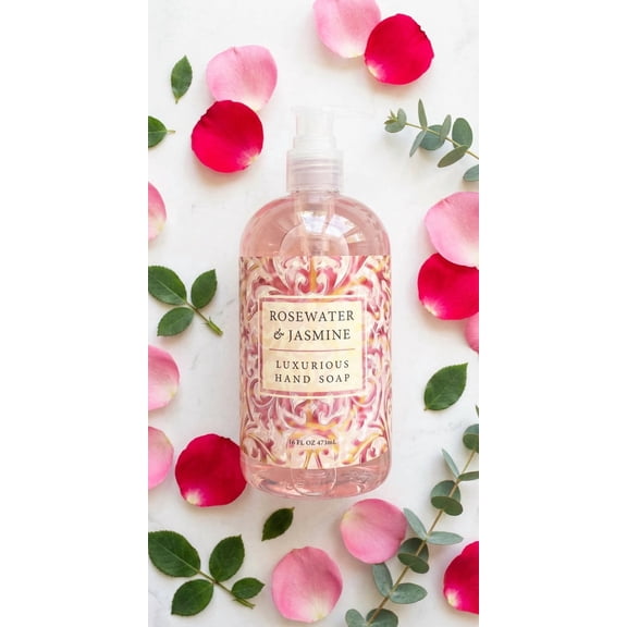 Greenwich Bay Trading Co. Rosewater & Jasmine Hand Soap 16 fl oz | Moisturizing Botanical Cleanser